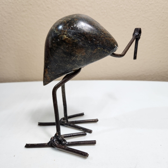 Vintage Stone & Iron Shorebird Brutalist Sculpture-Signed - Picture 3 of 6
